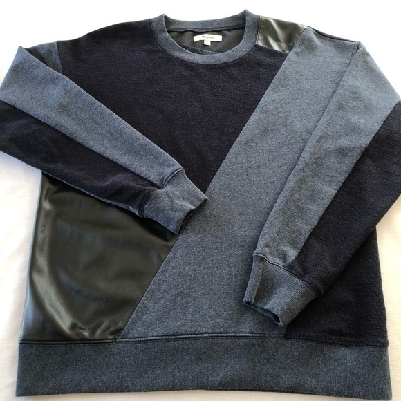 Madewell One of a Kind Patchwork Sweatshirt in Blue and Black. Upcycled Material - Picture 4 of 11